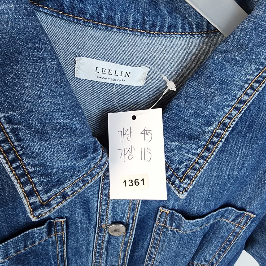 LEELIN 청 데님 반팔 롱 원피스 상품이미지8