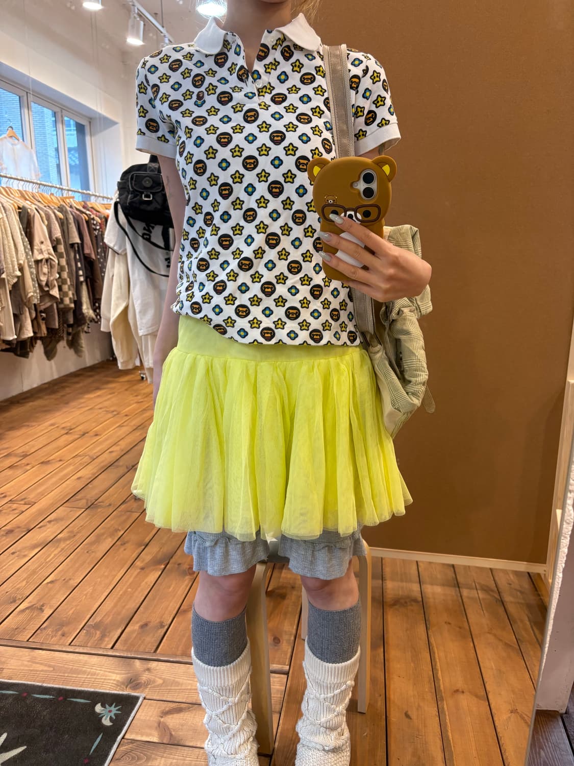 베이프 패턴 카라 반팔티 상품이미지1