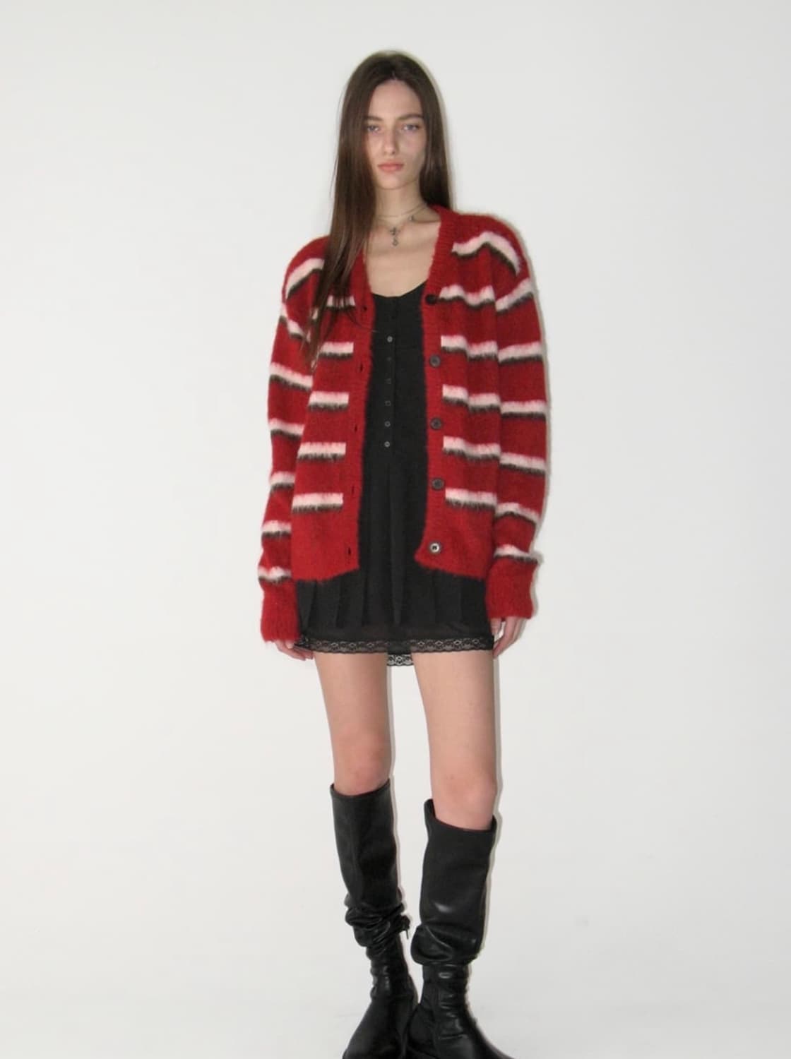 Hairy Overfit Cardigan 버건디 상품이미지5