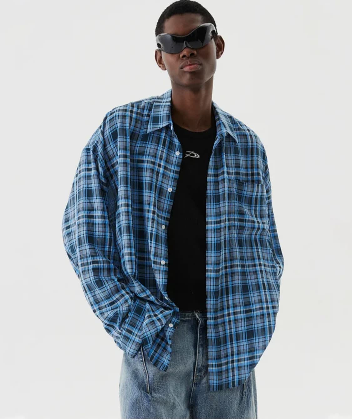 디엔에스알 블루 체크셔츠 상품이미지3