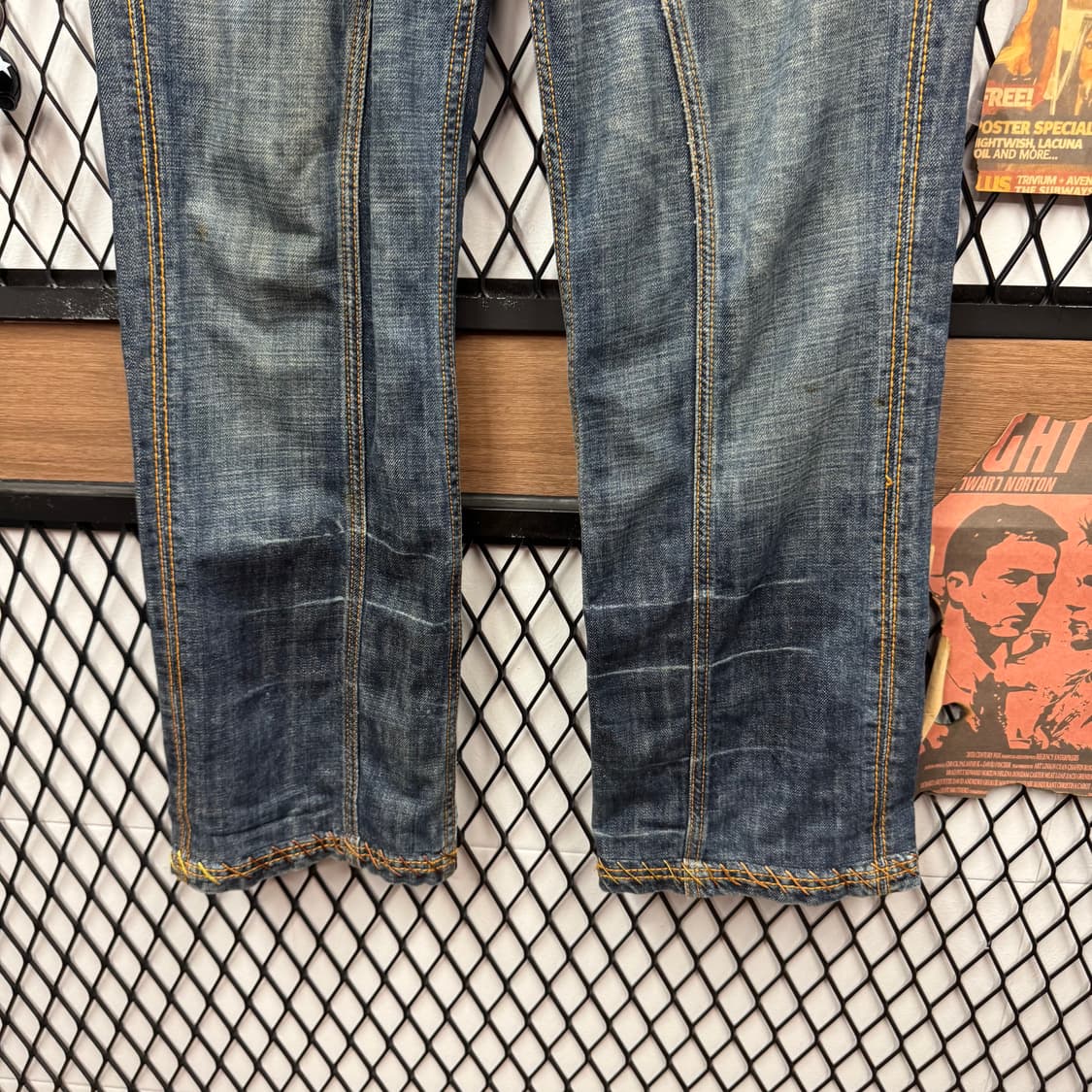 00s USA VINTAGE 데님 팬츠 후면 멀티컬러 자수 포인트 중청 상품이미지4