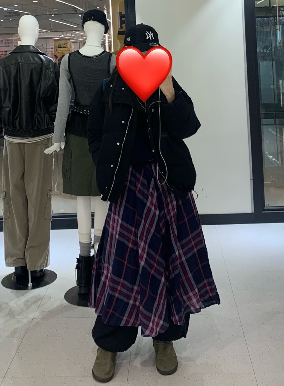 모리걸 일본빈티지 레이어드 체크 롱스커트 상품이미지3