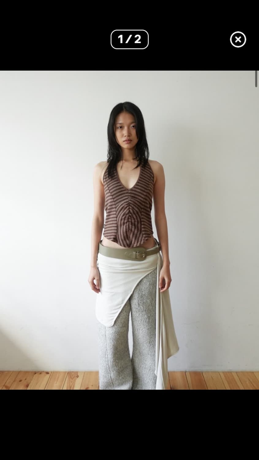 세릭 fluffy stripe sleeveless 브라운 상품이미지2