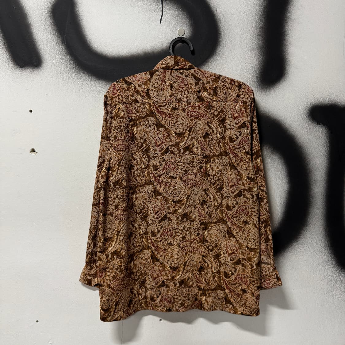 VTG 빈티지 오리엔탈 에스닉 페이즐리 풀 패턴 원포켓 긴팔 셔츠 상품이미지2