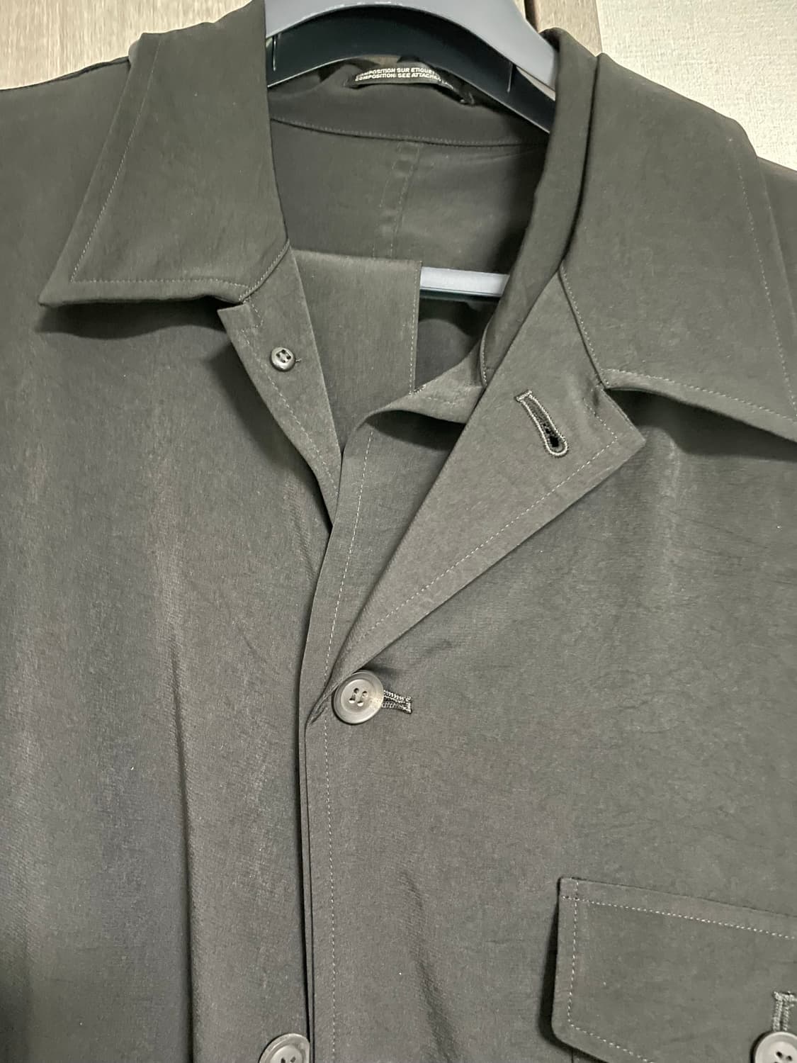 요지야마모토 남성 하프 더블레이어 블랙 코트 상품이미지2