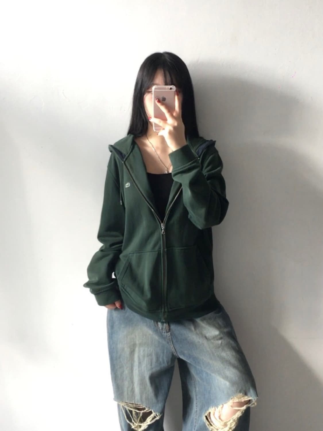 라코스테 자수패치 후드집업 상품이미지1