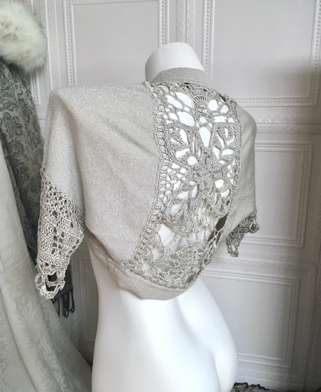 Inpysecond 실버 네트 볼레로 가디건 상품이미지2