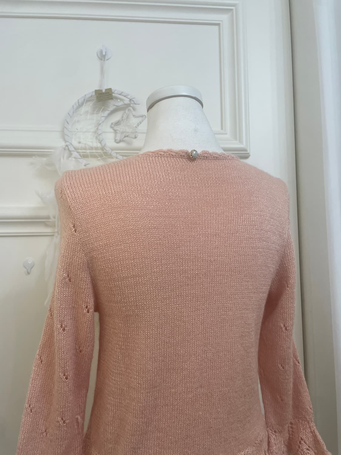 coral crochet waist lace-up sweater 상품이미지4