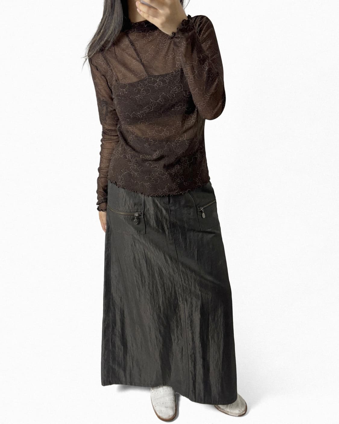 Hiroko Koshino zip pocket long skirt 상품이미지2