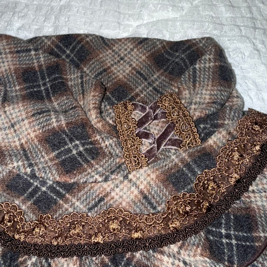 엑시즈팜 체크 반목 롱슬리브 니트 이너 라떼갸루 히메갸루 상품이미지2