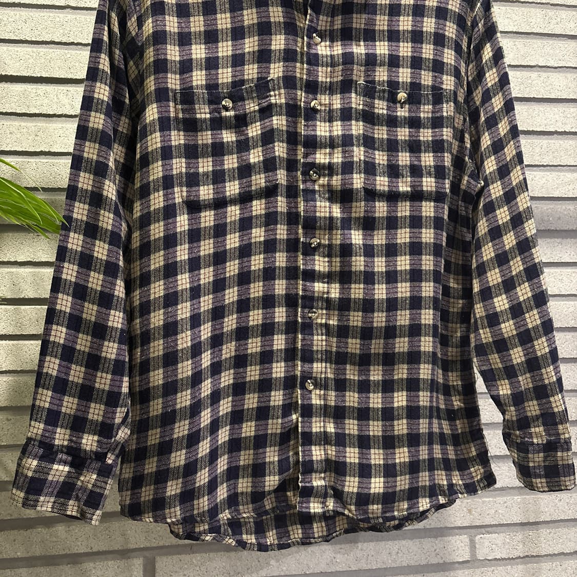 USA VITAGE 소프트 타탄체크 울 플란넬 셔츠 투포켓 디테일 퍼플 상품이미지4