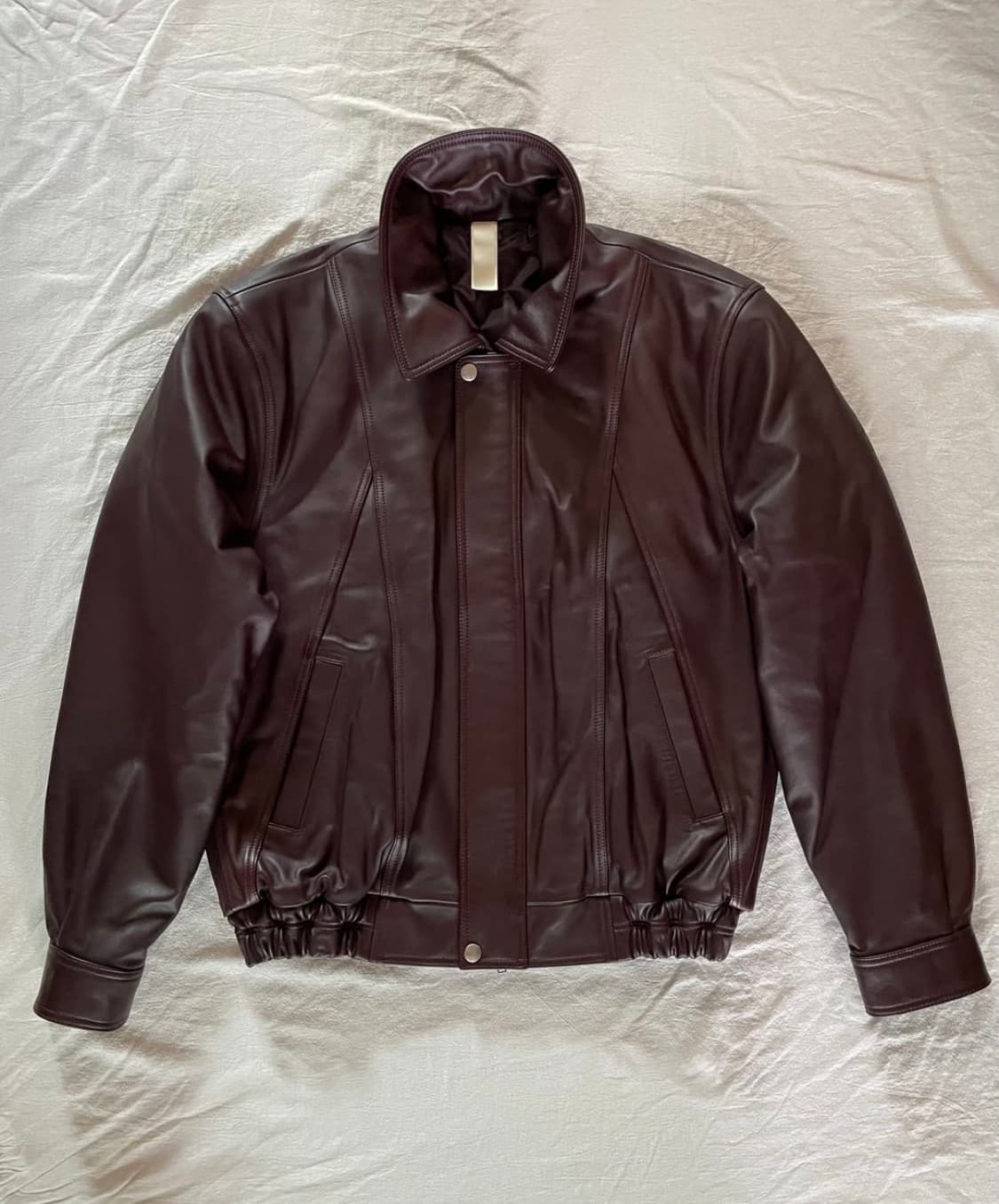 선플라워 90s 레더 봄버 버건디 46 상품이미지4