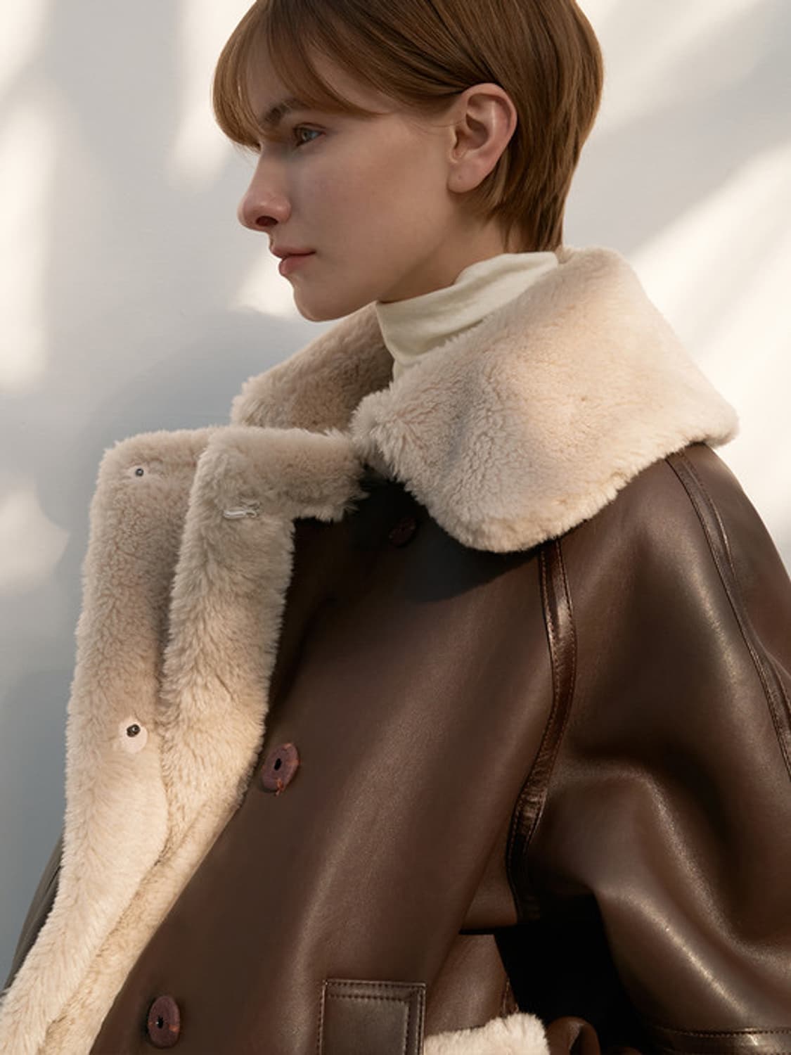 모한 MOHAN 리버시블 레더 무스탕 코트 상품이미지3