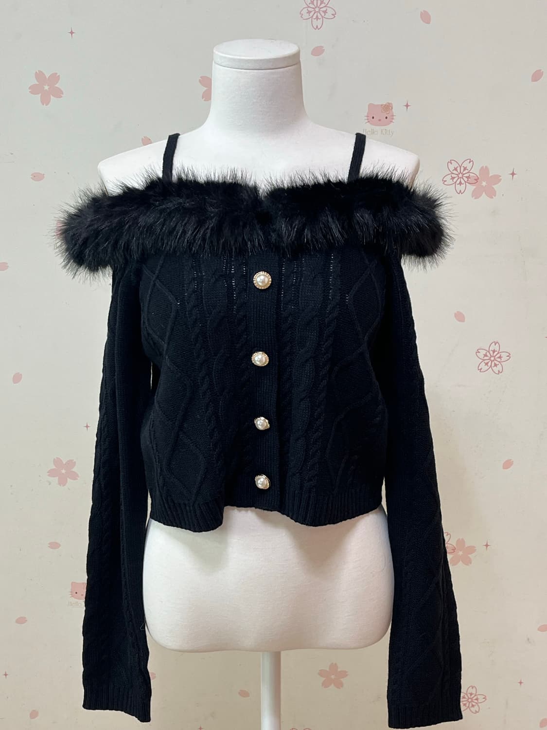 GRL 오프숄더 퍼 니트 탑 갸루 양지뢰 상품이미지1