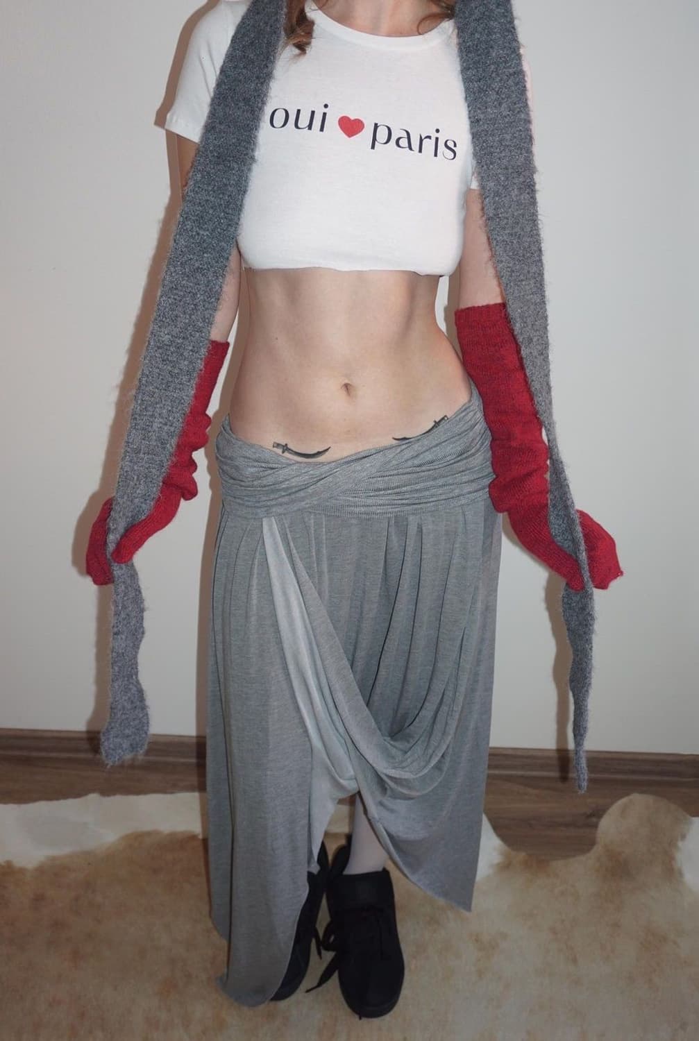 Draping Unbalance Skirt grey 상품이미지1