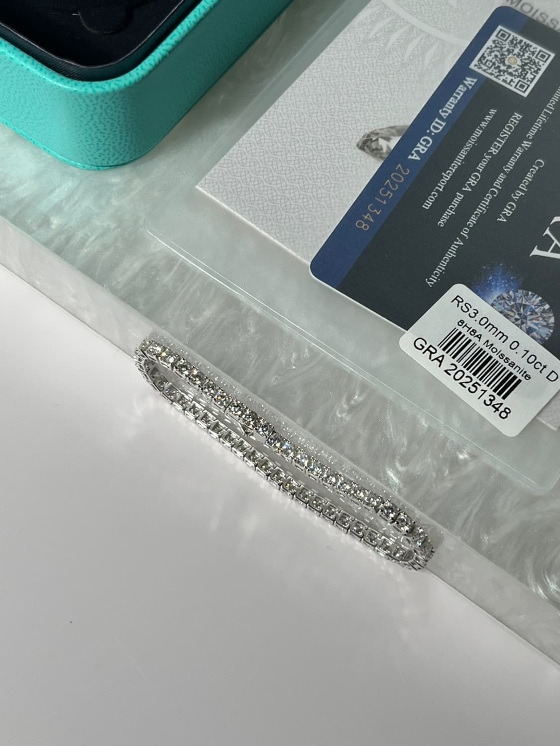 *새상품* 모이사나이트 4프롱 18k 화이트골드 원터치 테니스 은팔찌 상품이미지3