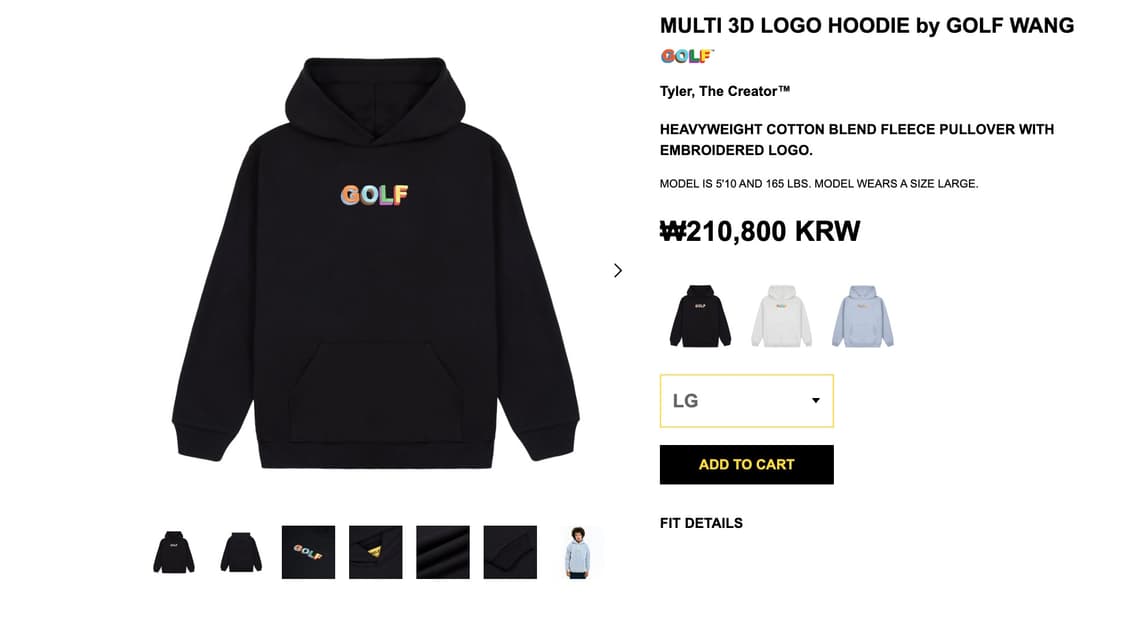 Golf Wang의 멀티 3D 로고 후드티 블랙 색상 XL 상품이미지1