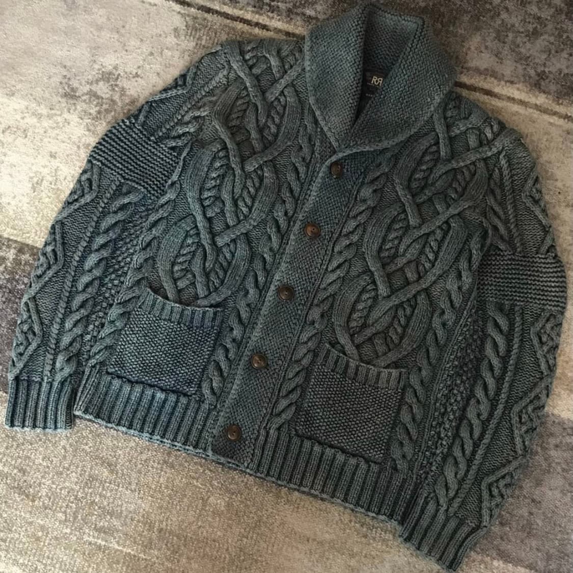 RRL 더블알엘 아란 핸드 니트 케이블 숄카라 숄칼라 가디건 스웨터 M 상품이미지2