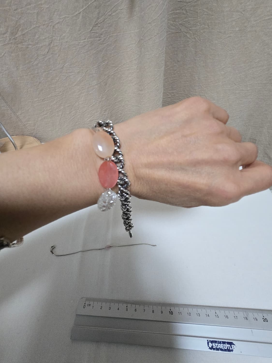 빈티지 믹스 원석 팔찌 크랙수정 로즈톤 내포수정 포인트 상품이미지6