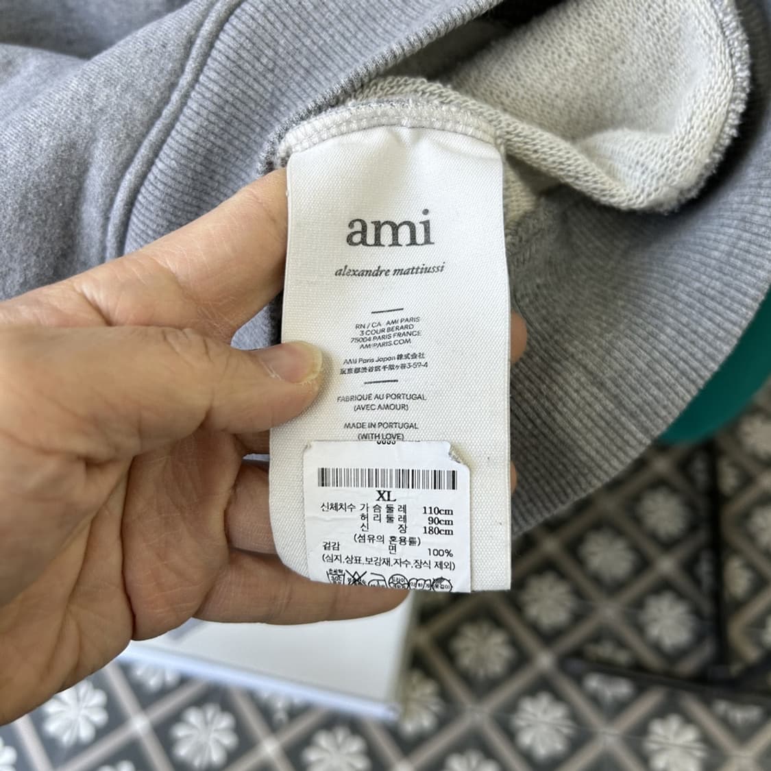 16027 - 아미 그레이 스몰 로고 후드티 상품이미지4