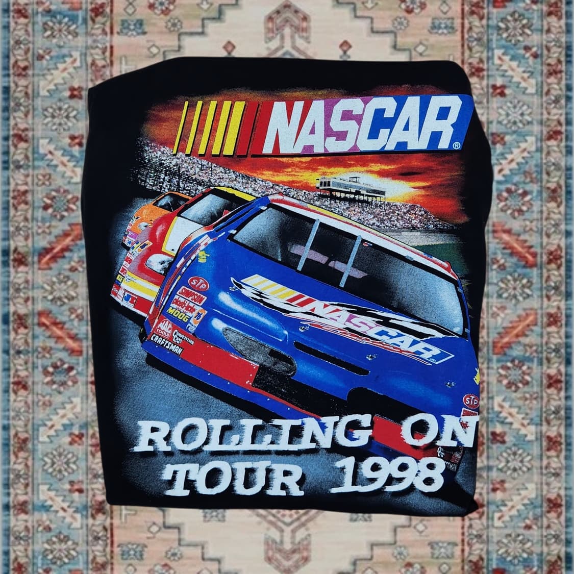 90s 빈티지 NASCAR 'Rolling On Tour' 티셔츠 L 상품이미지3