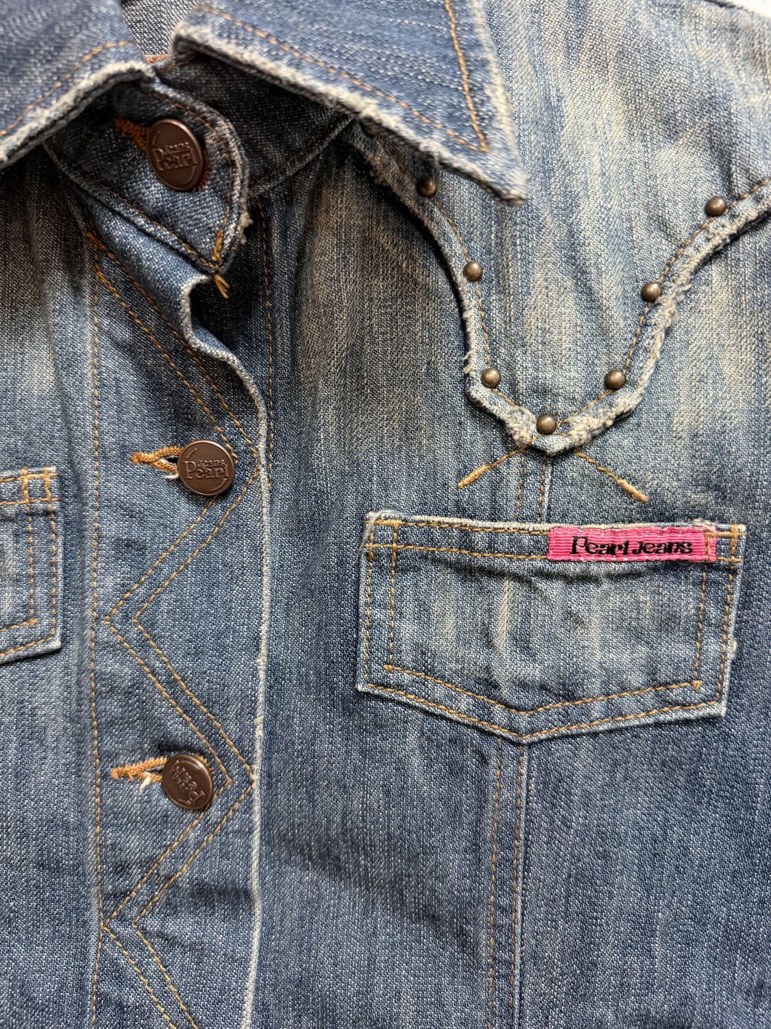 펄진 Pearl Jeans 스터드 데님 자켓 S 여성 청자켓 상품이미지3