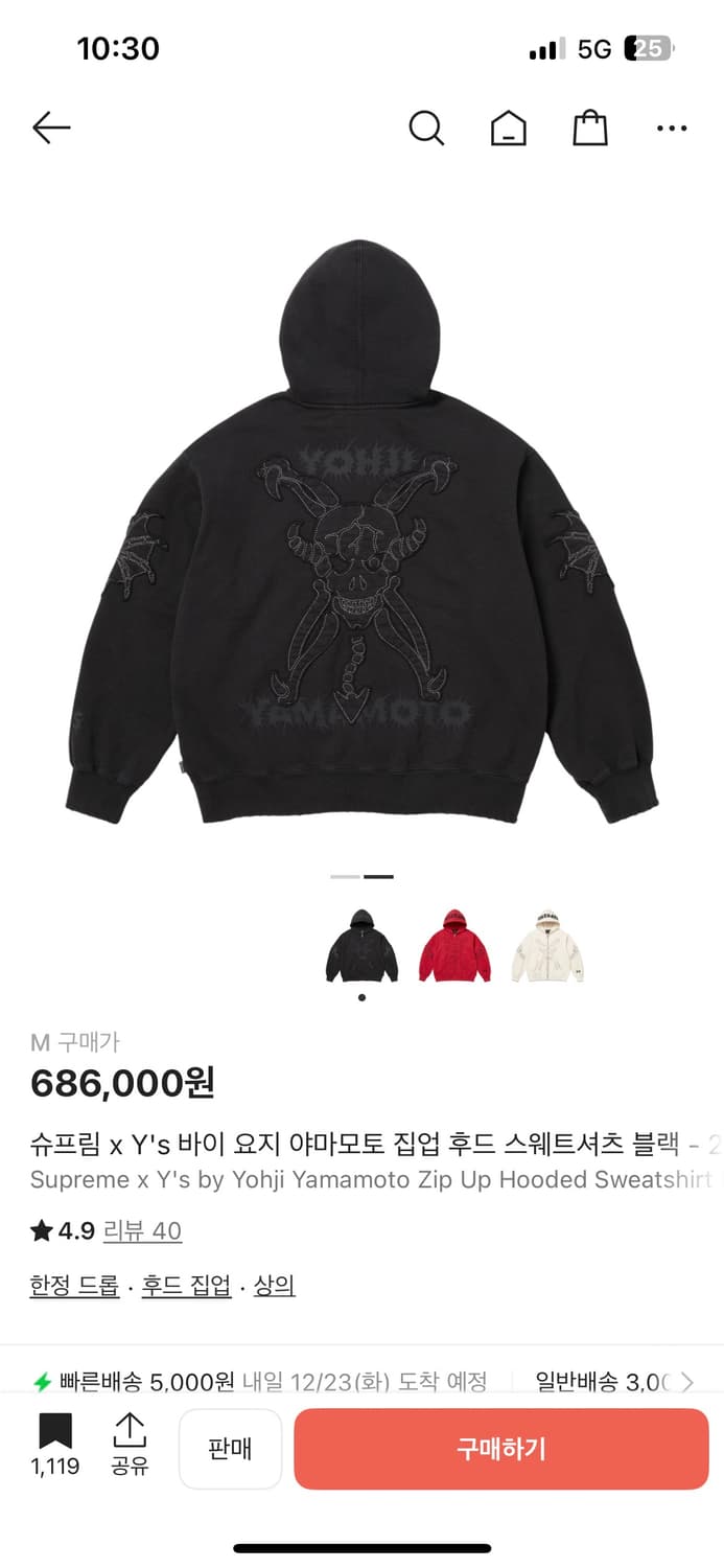 SUPREME X Y’s by Yohji Yamamoto 후드집업 상품이미지4