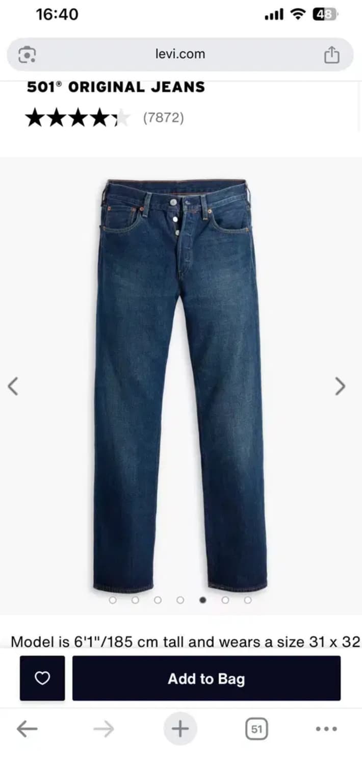 [34-32] 리바이스 501 청바지 (005013402) 상품이미지1