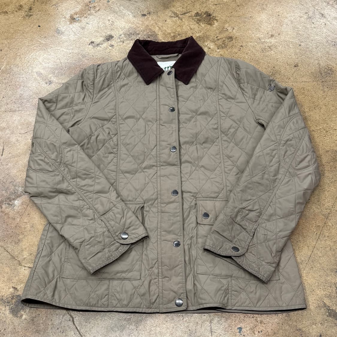 [정품/95] 헨리코튼 퀼팅 자켓 브라운 코듀로이 카라 b19 상품이미지2