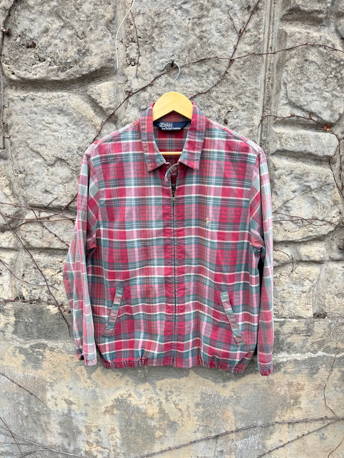80~90s 폴로 랄프로렌 빈티지 페이딩 핑크 체크 스윙톱 자켓 상품이미지1