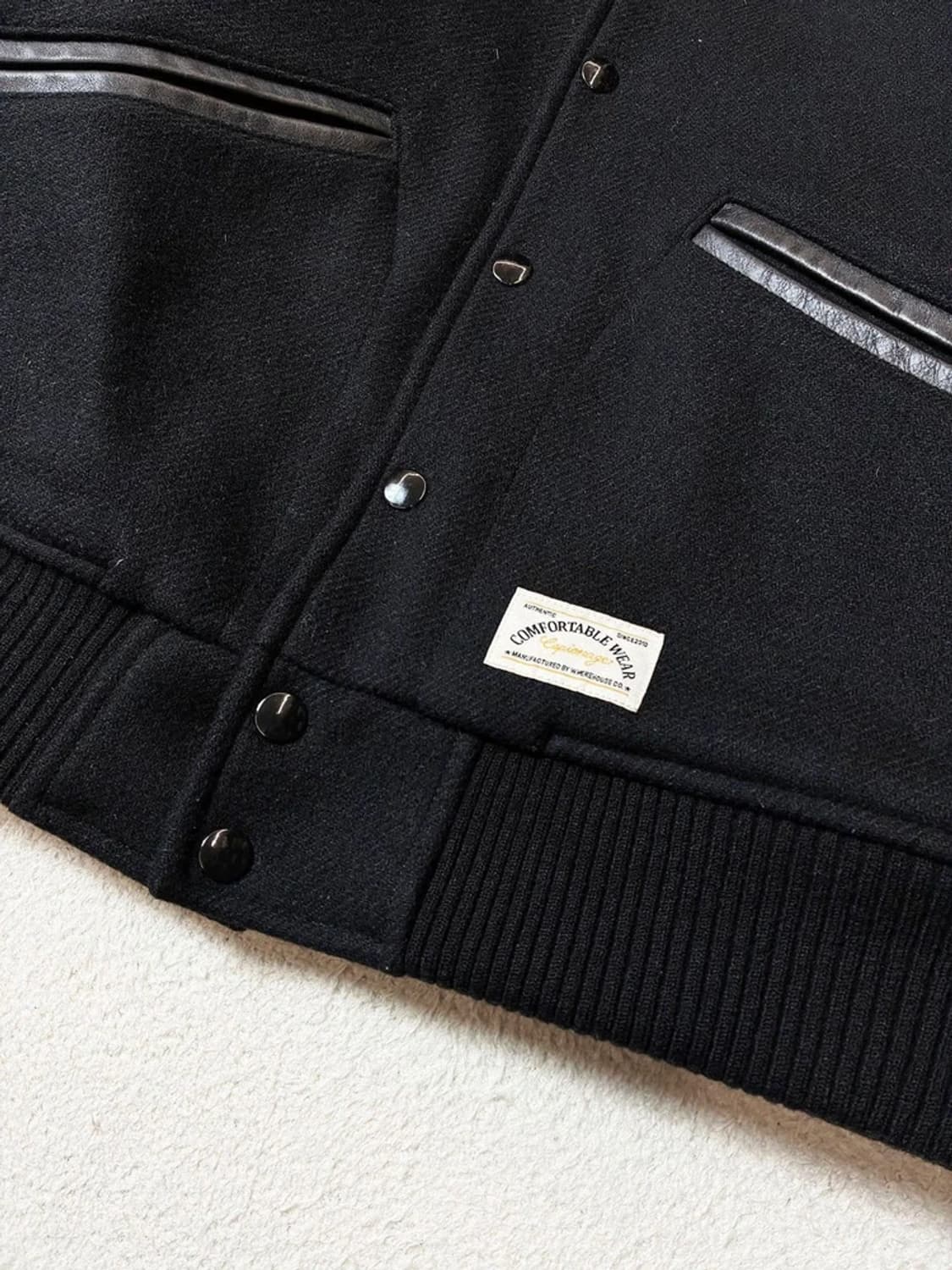 에스피오나지 신슐레이트 울 소가죽 배색 바시티 자켓 PN6949 상품이미지5