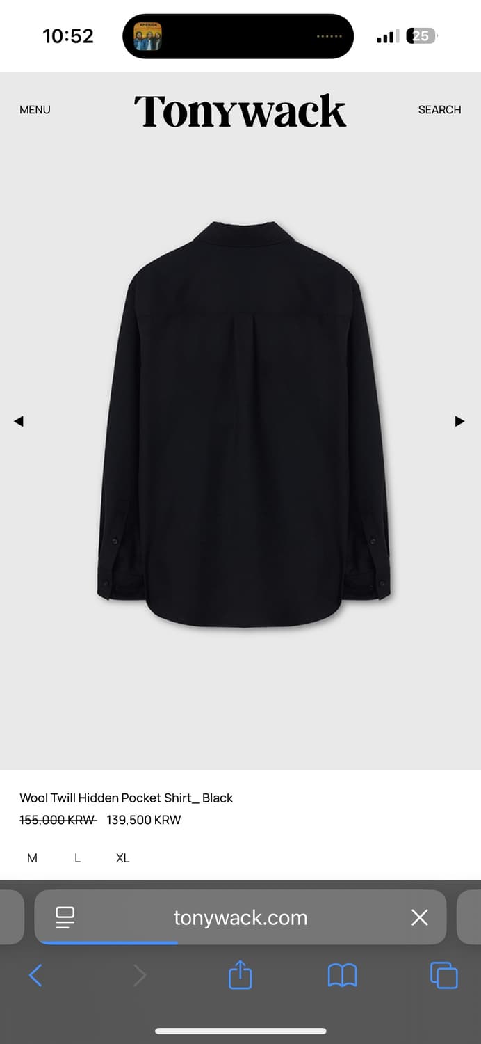 토니웩 Wool Twill Hidden Pocket Shirt(L) 상품이미지3