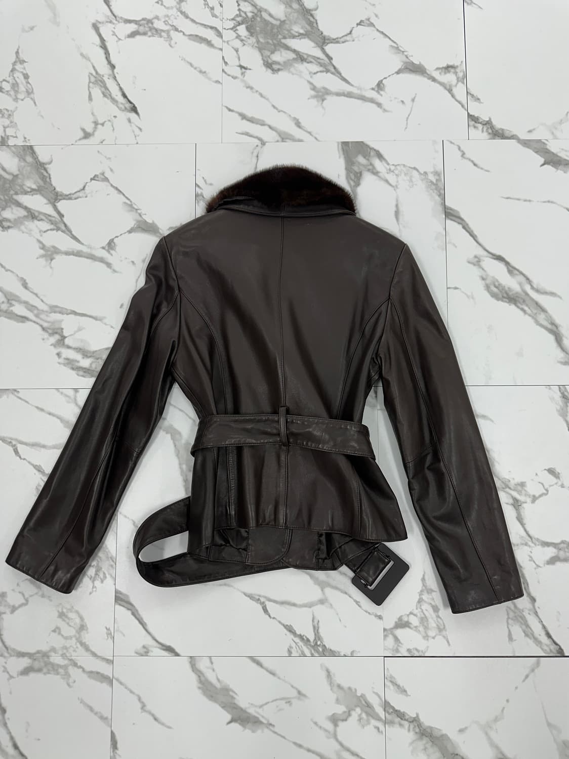 센존 밍크 트리밍 레더 자켓 상품이미지2