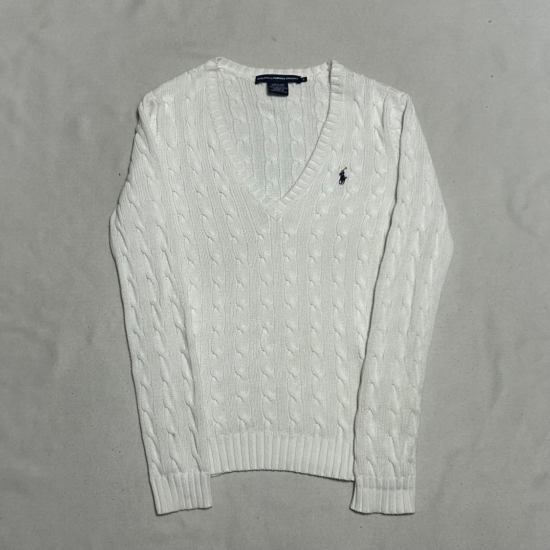 M 폴로랄프로렌 스포츠 여성용 화이트 브이넥 니트  상품이미지2