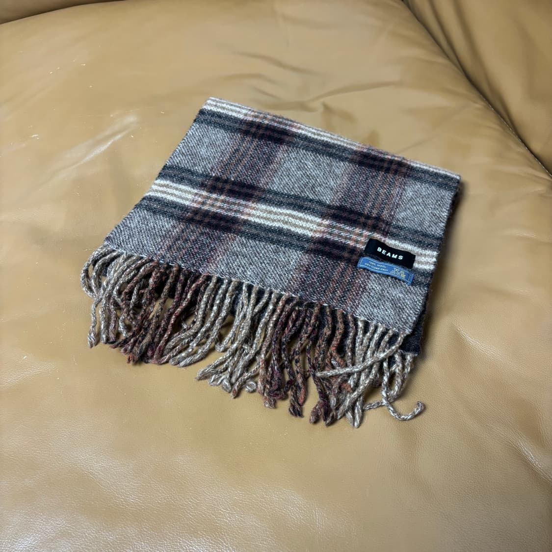 Beams 빔즈 플레이드 체크 브라운 머플러 목도리 (Brown) 상품이미지1