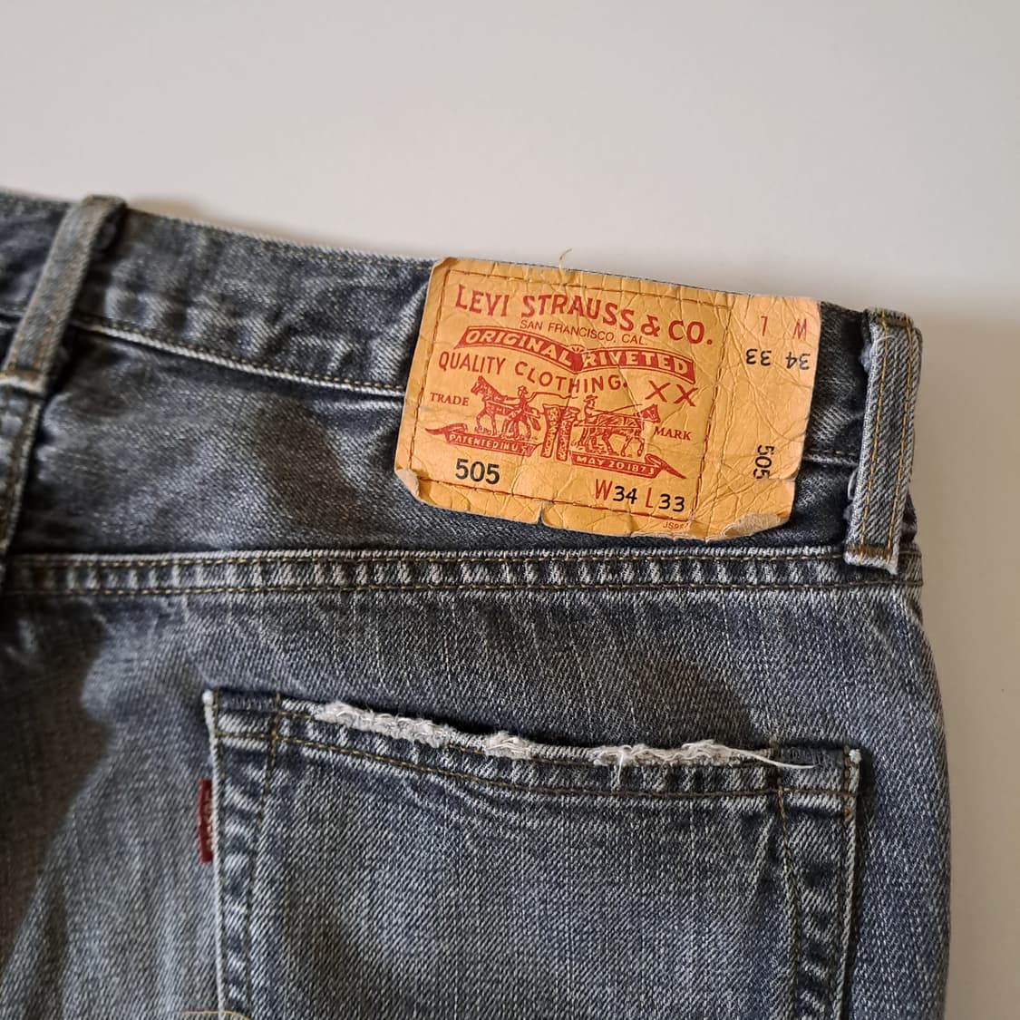(택포) 00's 리바이스 505 JAPEN 흑청 데님팬츠 34 A916 상품이미지7