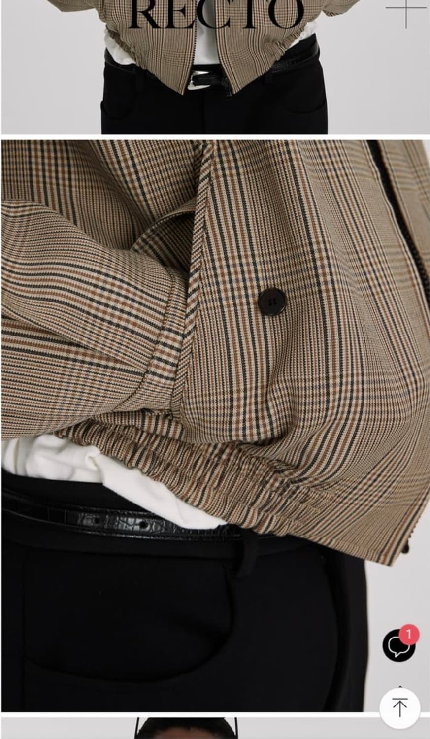 (L) 렉토 글렌 체크 헤링턴 봄버 자켓 카키 베이지 상품이미지6