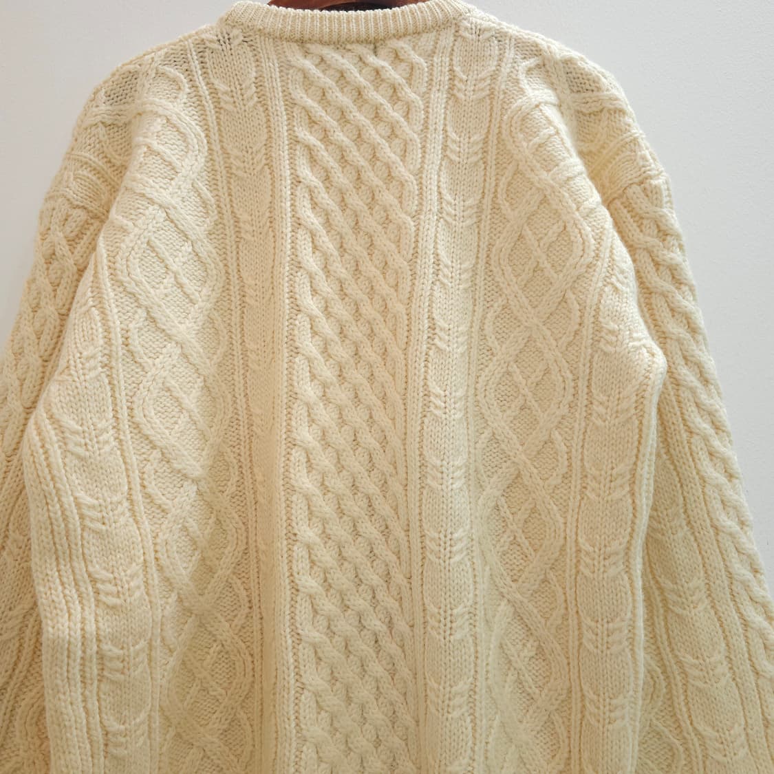 울 100% 아란 케이블 아이보리 니트 남녀공용 상품이미지8