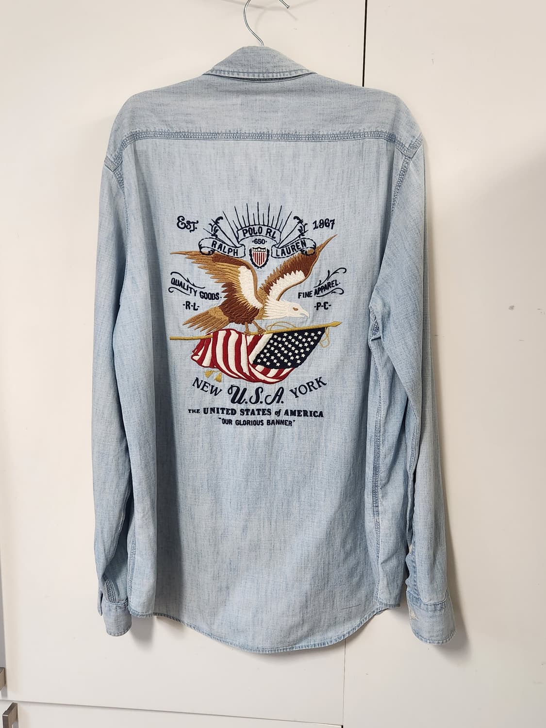 폴로랄프로렌 독수리 성조기 자수 데님 셔츠긴팔 M (95-100) 상품이미지2