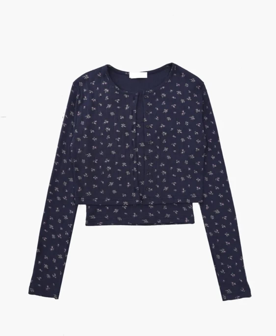 프롬뮤즈 플라워 펀칭 가디건 세트 네이비 상품이미지4