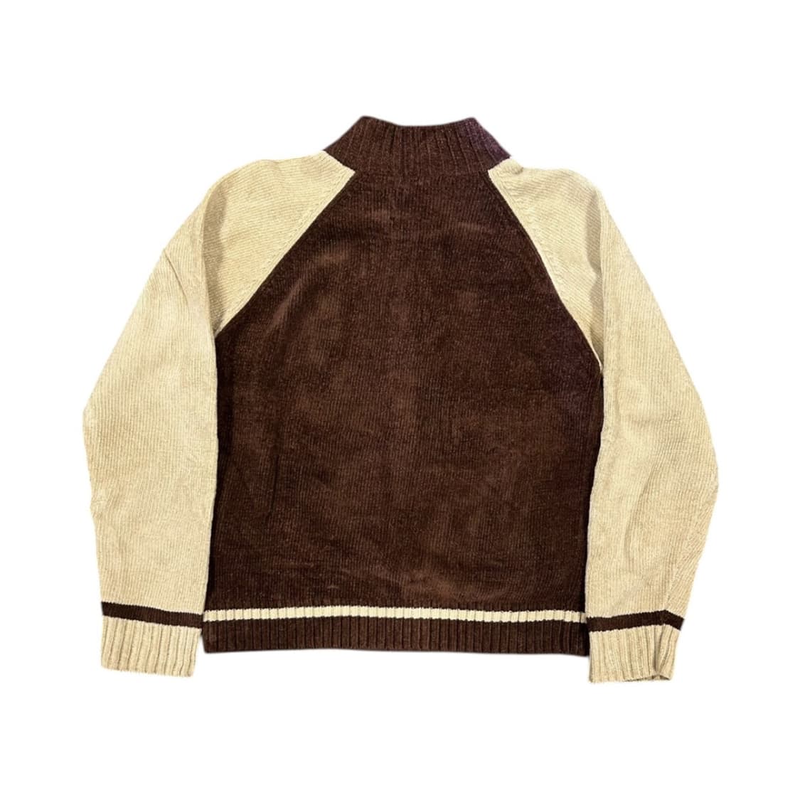 W-M) 빈티지 JPN 브라운 크림 배색 코듀로이 골지 집업 OJ-043 상품이미지5