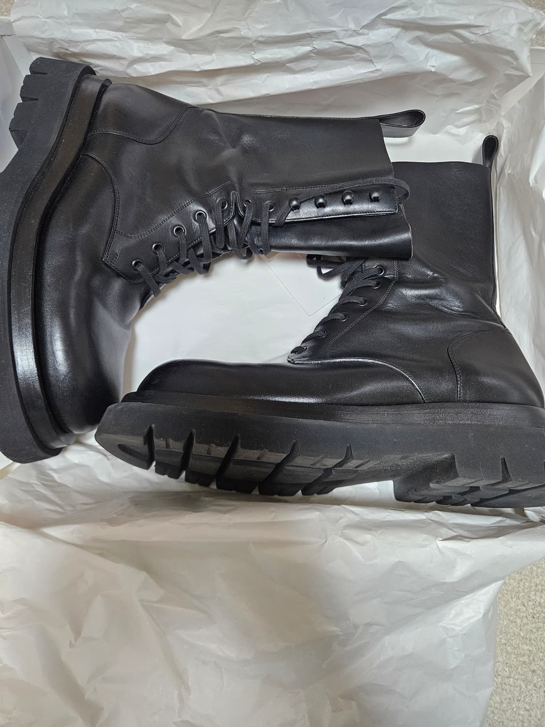 보테가 베네타 블랙 레이스업 부츠 46 상품이미지5