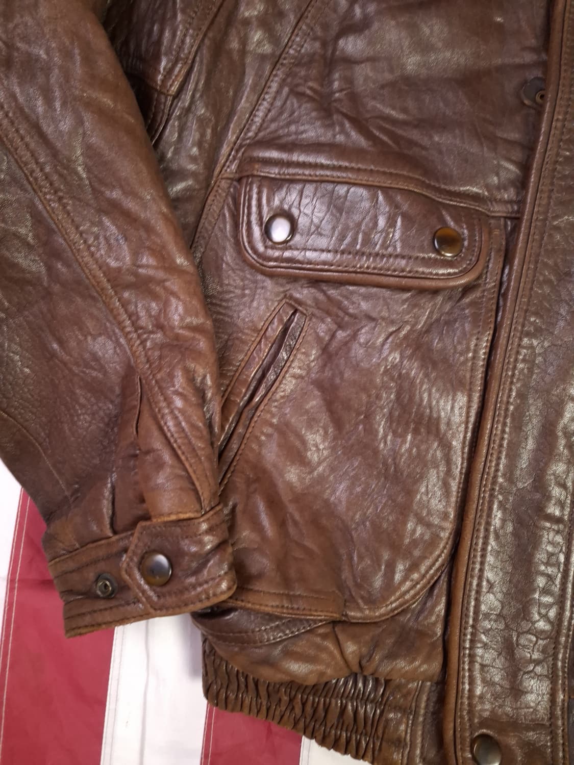 빈티지 90' 국내산 일본수출용 리얼 램스킨 레더 항공자켓 상품이미지7