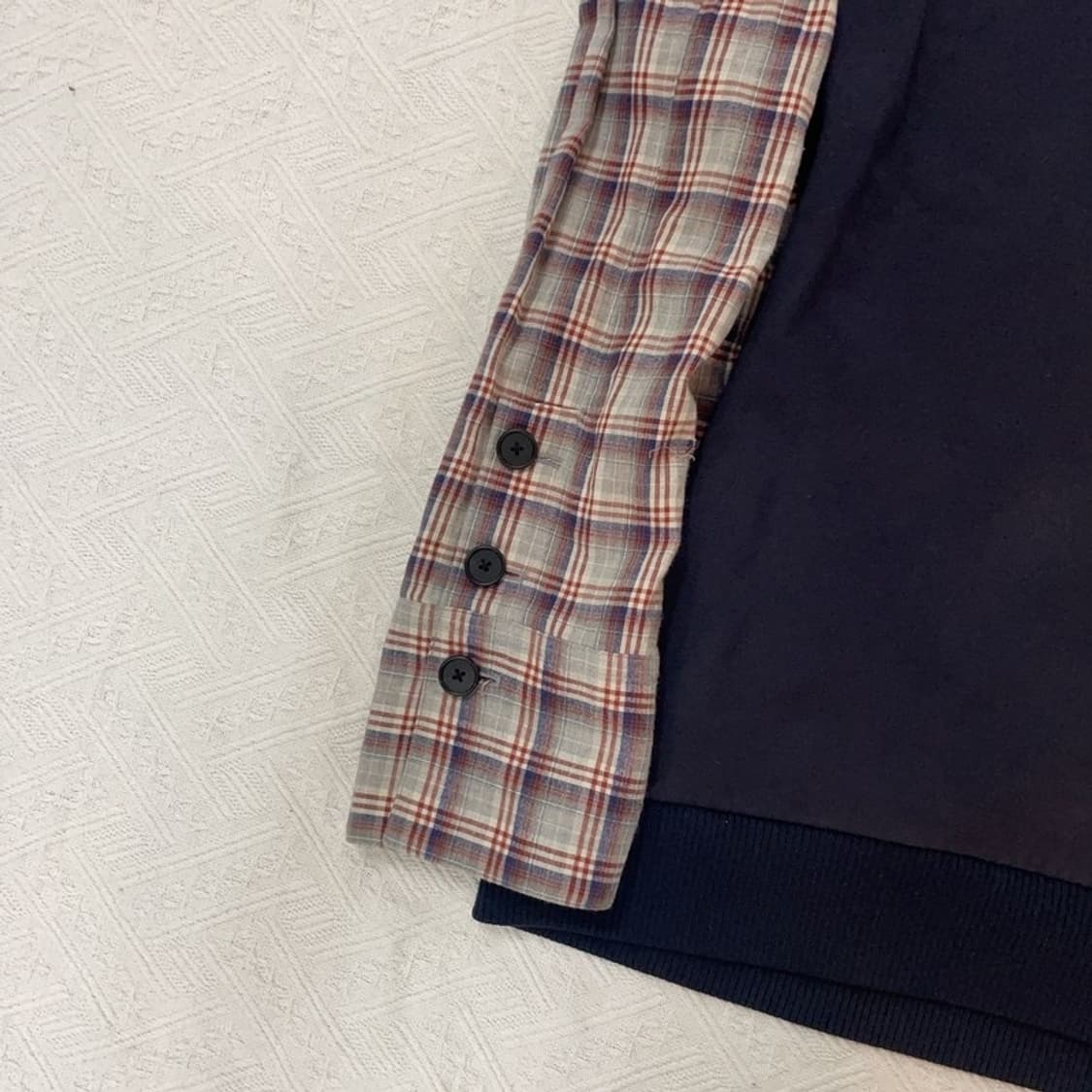 [105] 솔리드옴므 체크 셔츠 레이어드 맨투맨 상품이미지3