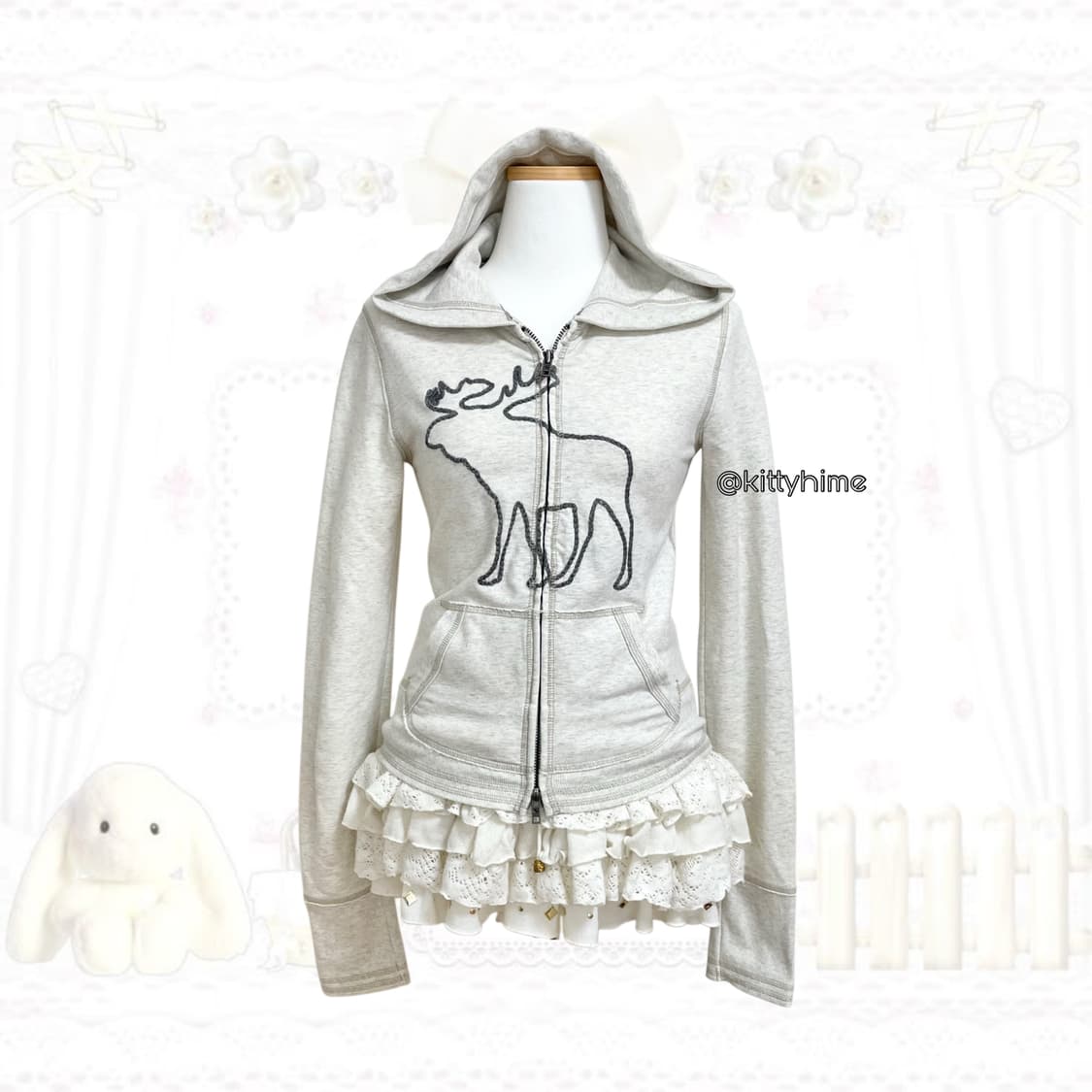 Abercrombie 아베크롬비 오트밀 딱붙 후드집업 아베후집 아베후드 상품이미지2