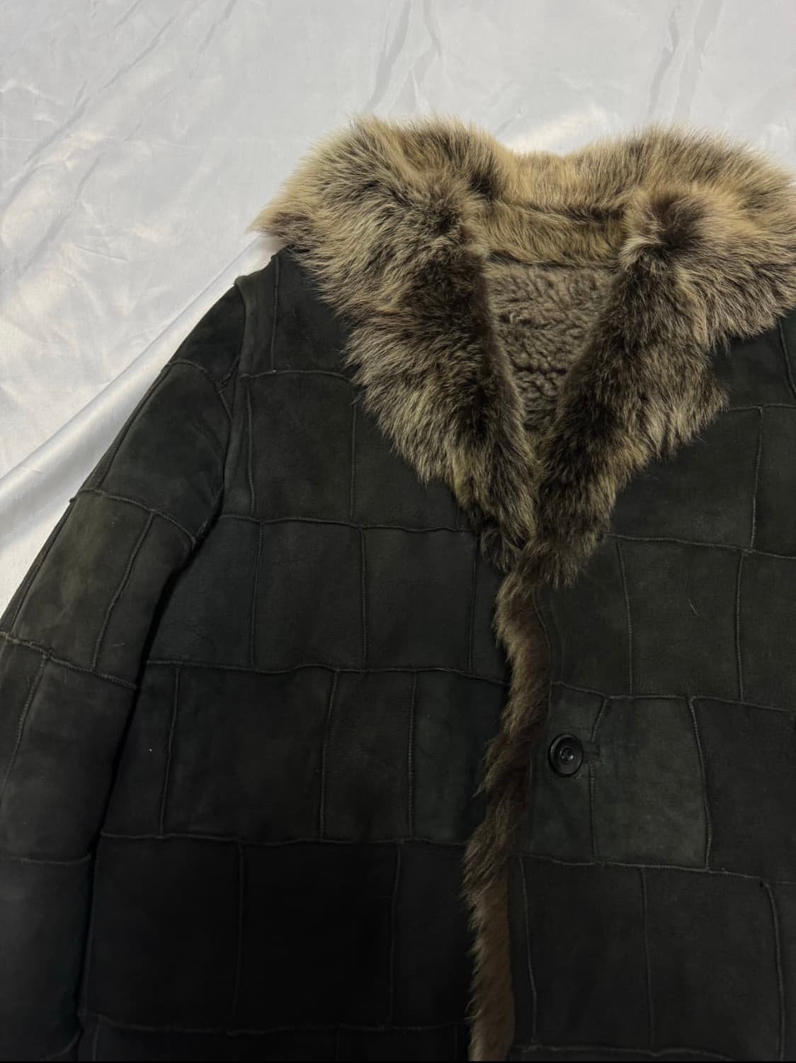 90‘s Issey miyake hai 스웨이드 패치워크 퍼 무스탕 상품이미지2