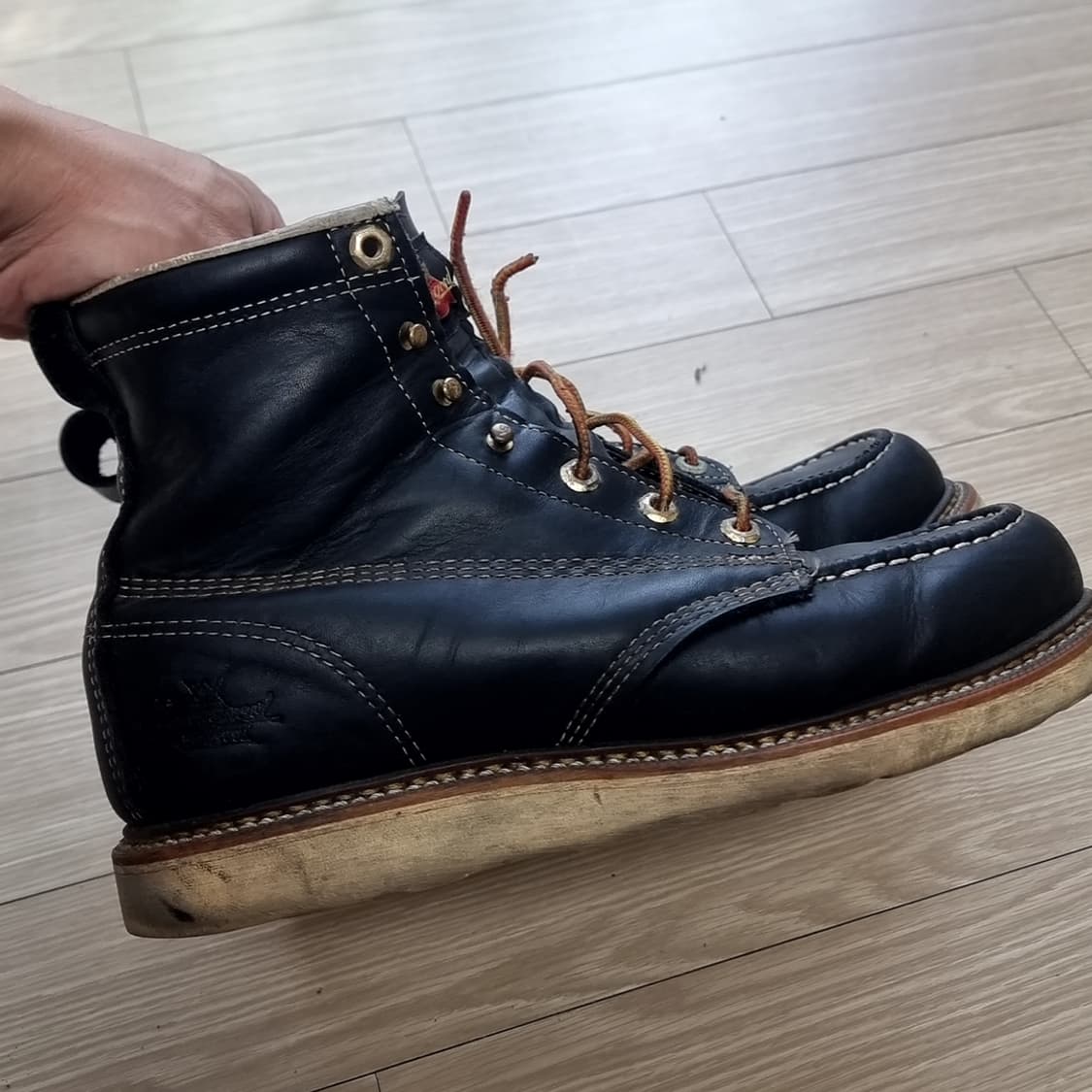 쏘로굿 블랙 레더 목토 워커 부츠(270-275) 상품이미지3