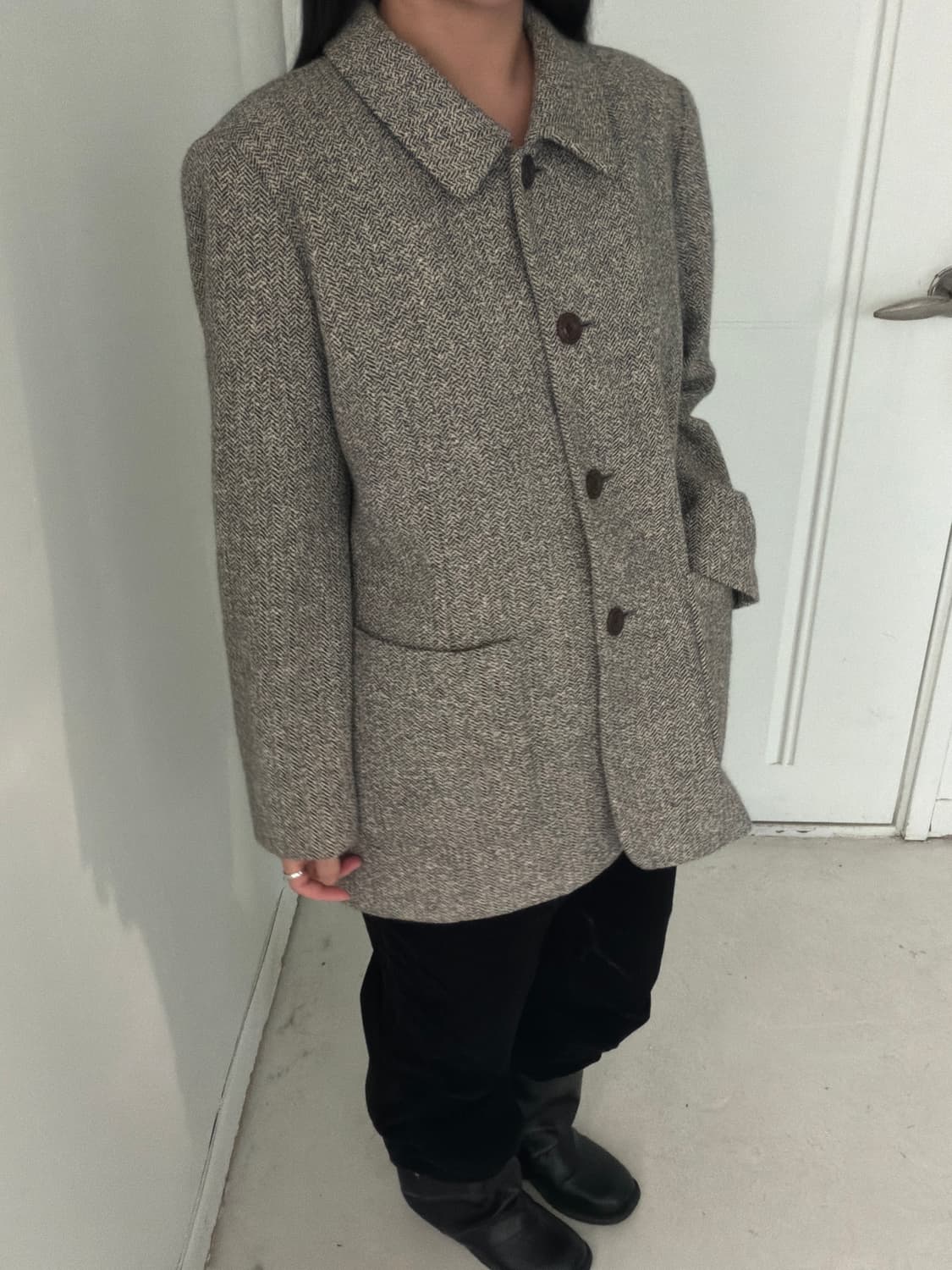 일본빈티지 헤링본 울 코트 자켓 상품이미지1