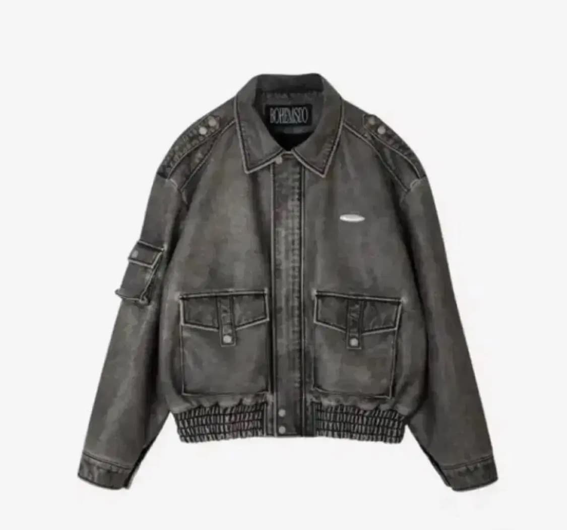 보헤미안서울 레더 봄버 자켓 워시드 그레이 상품이미지1