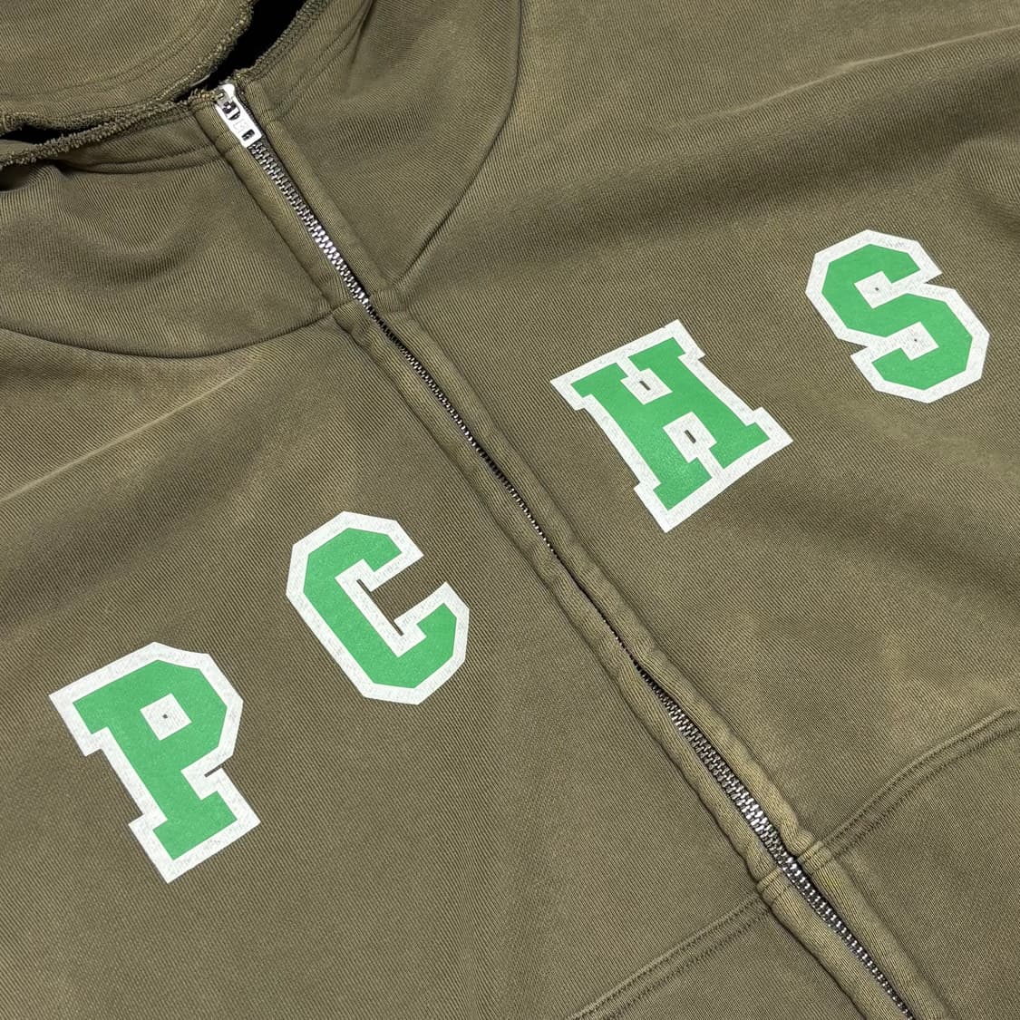 피치스 엔진 스타트 워싱 후드 집업 카키 상품이미지2